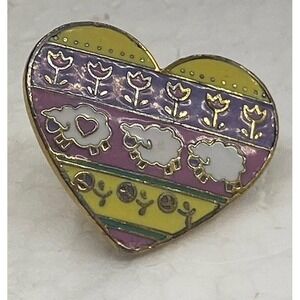 Vanessa Ann Collection Heart Pin Enamel Sheep Tulips Peace Sign Gold Tone